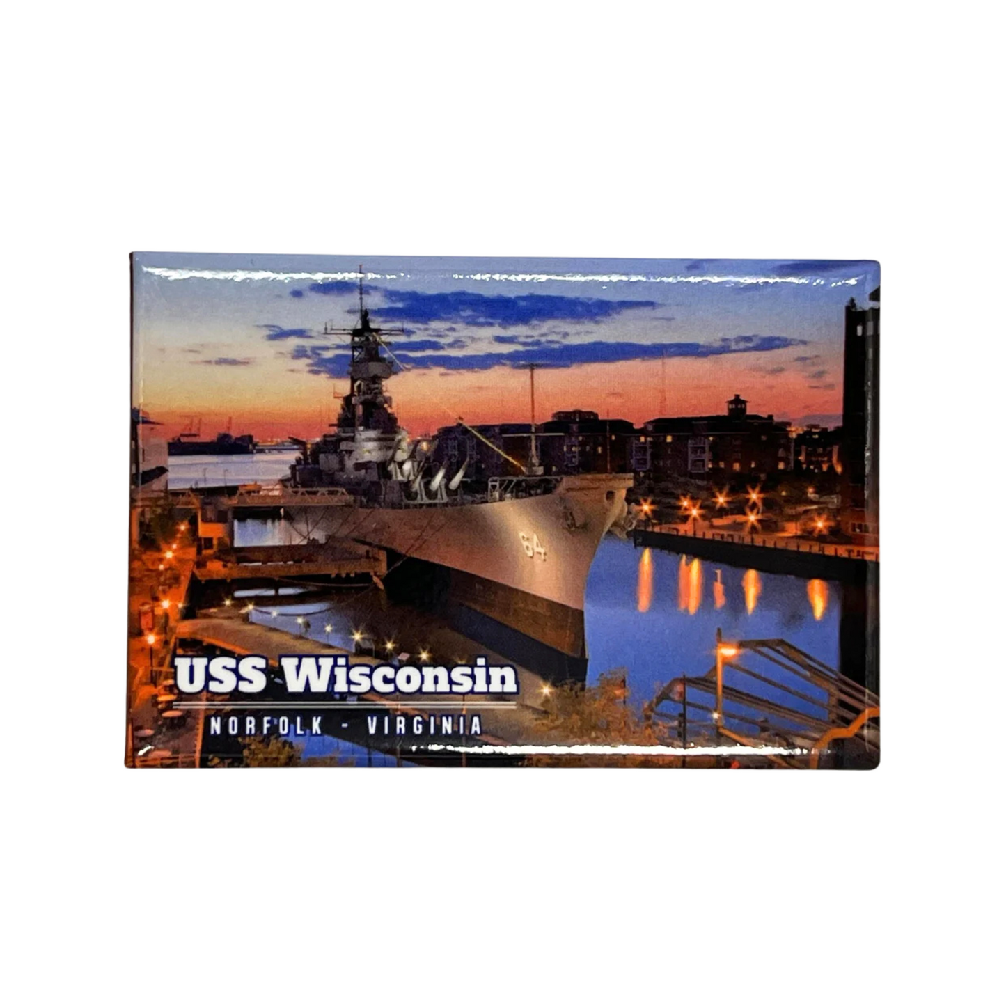 USS WI Night Photo Magnet