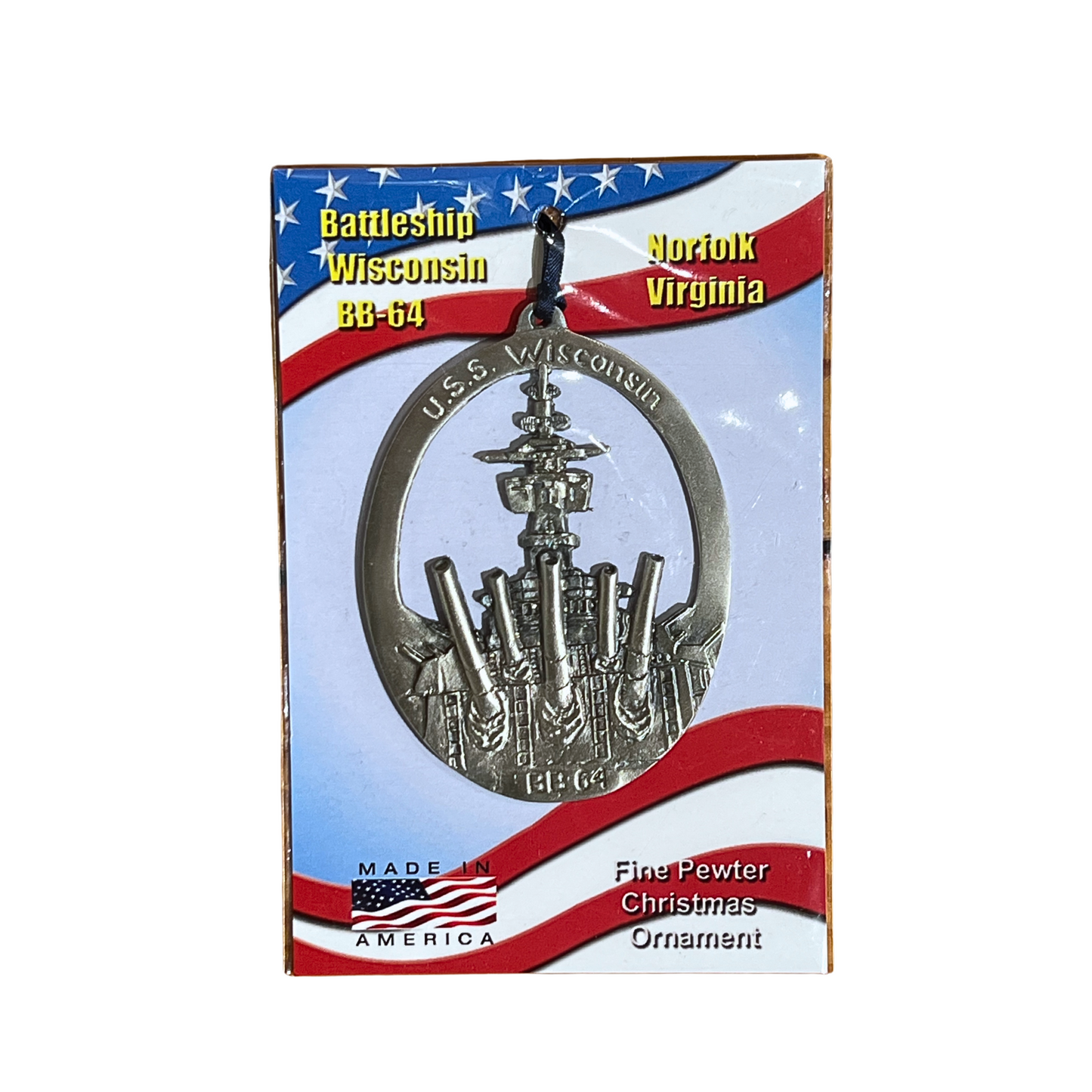 USS WI Pewter Ornament