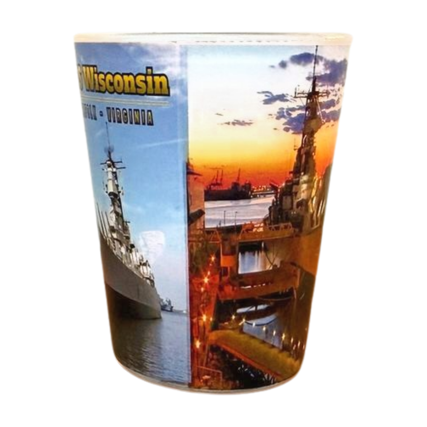 USS WI Photo Shot Glass