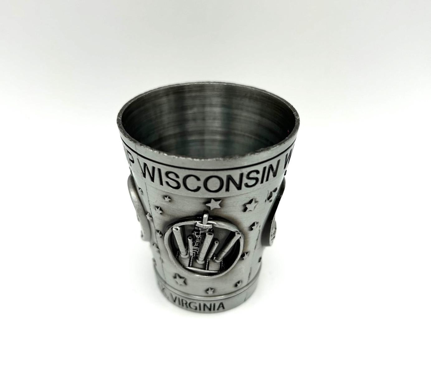 USS WI 4 Panel Shotglass