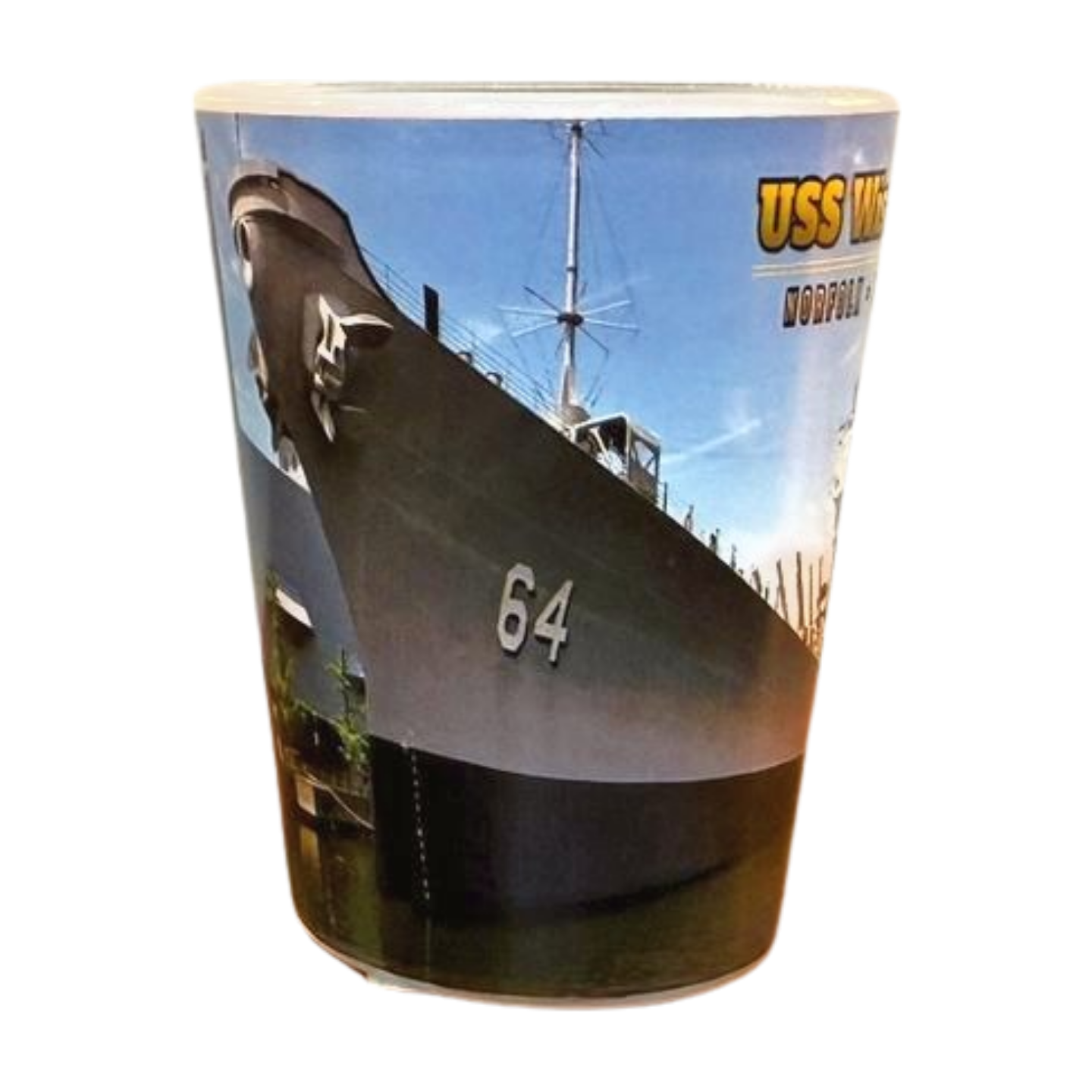 USS WI Photo Shot Glass