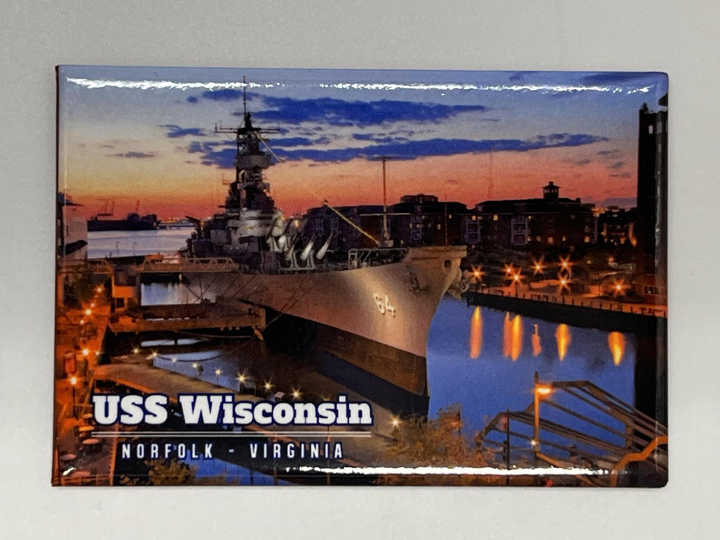 USS WI Night Photo Magnet