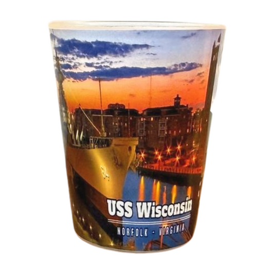 USS WI Photo Shot Glass