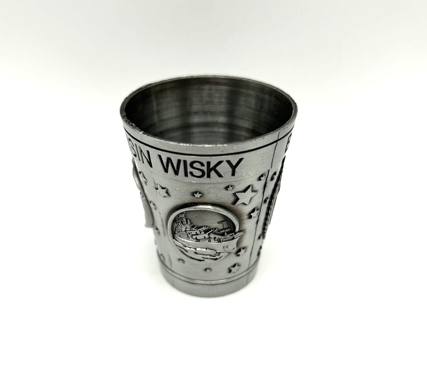 USS WI 4 Panel Shotglass