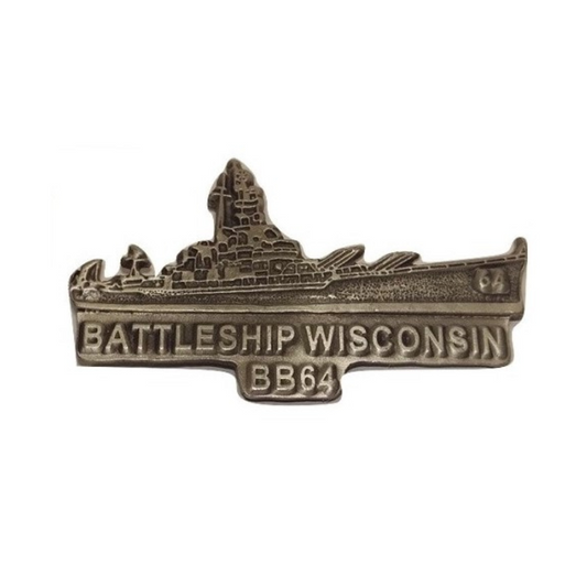 USS WI Pewter Magnet