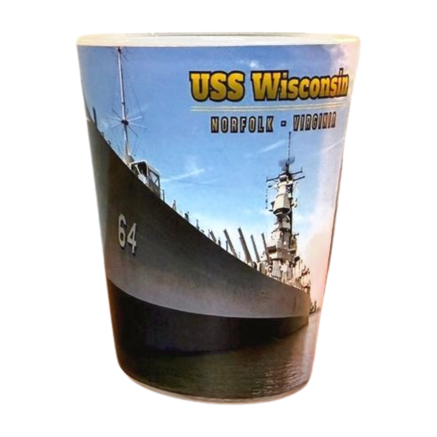 USS WI Photo Shot Glass