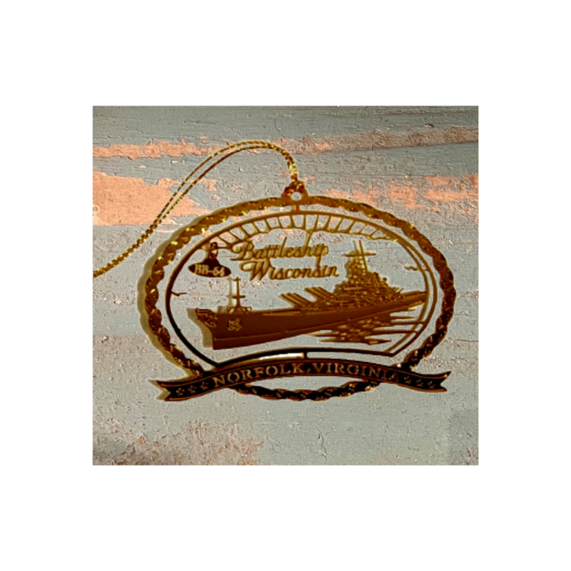 USS WI Ornament Brass