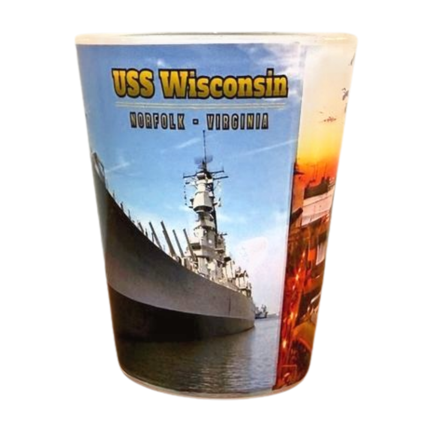 USS WI Photo Shot Glass