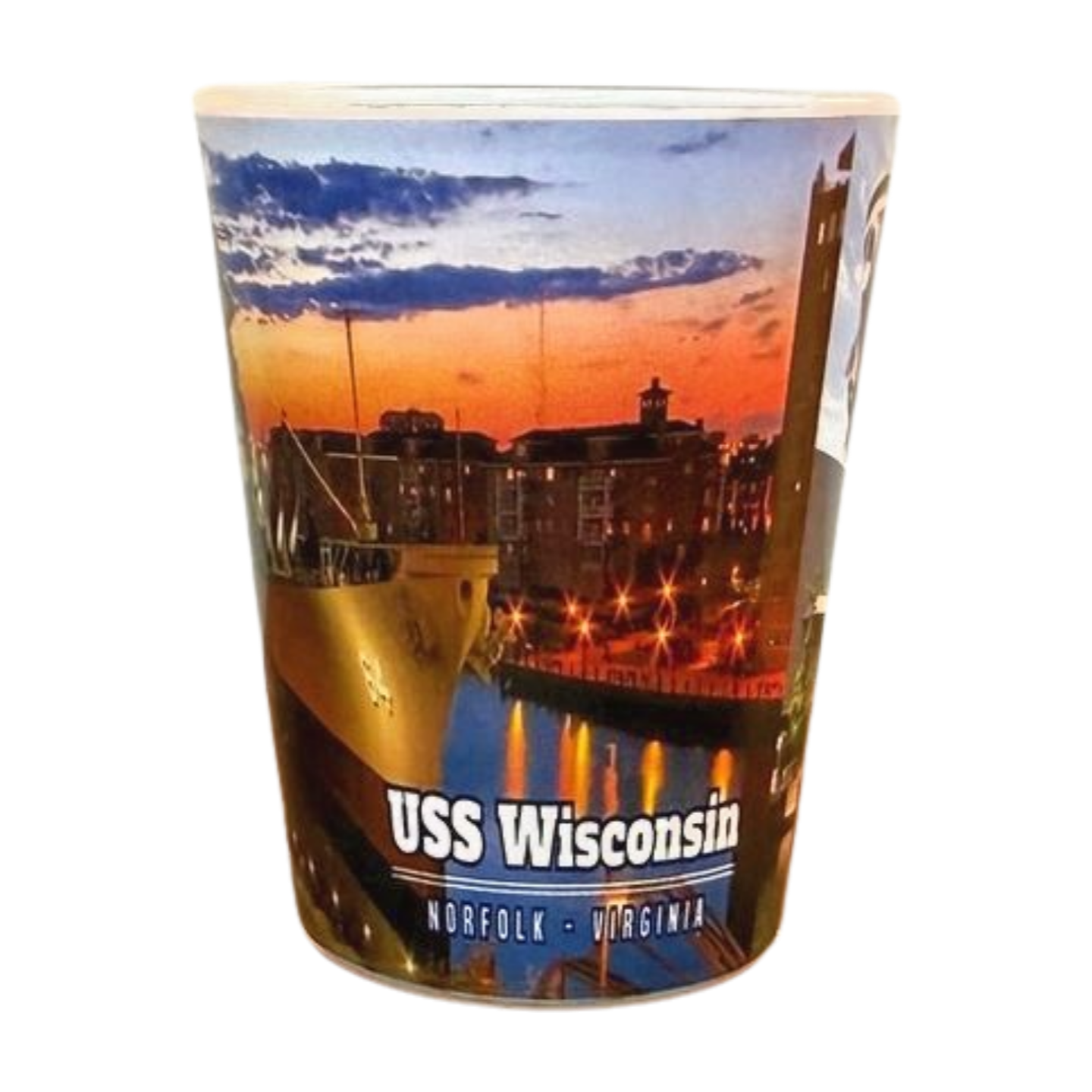 USS WI Photo Shot Glass