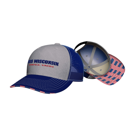 USS WI Flag Brim Cap