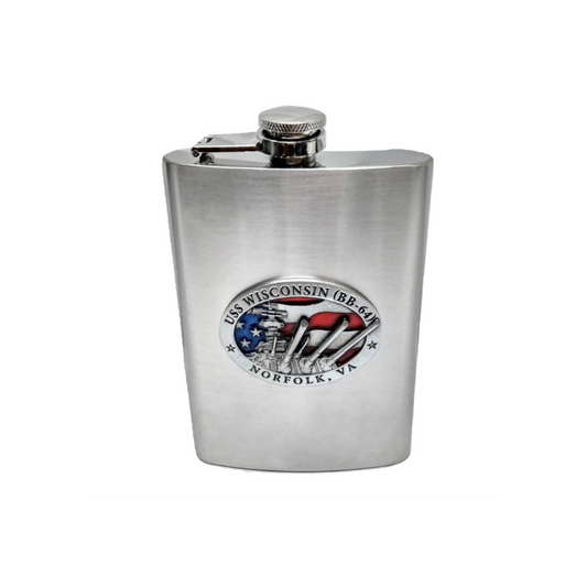 USS WI Medallion Flask