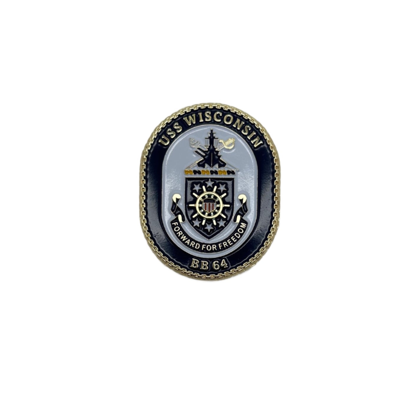 80th Anniversary Battleship Wisconsin Challenge Coin (Oval)
