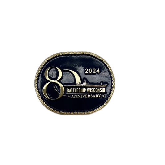 80th Anniversary Battleship Wisconsin Challenge Coin (Oval)