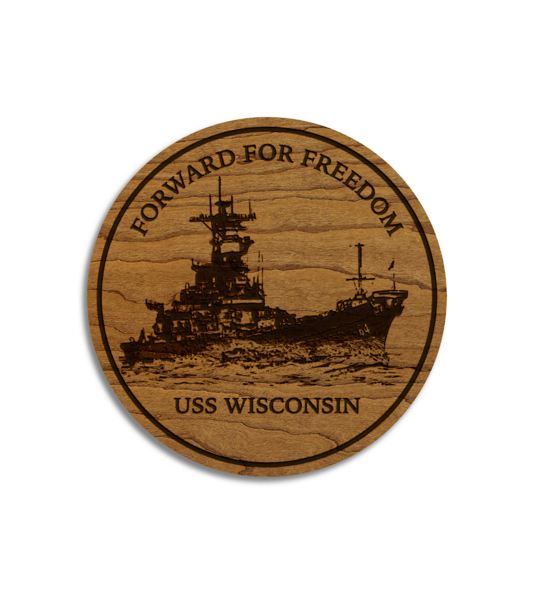 USS WI Wood Coaster Collection