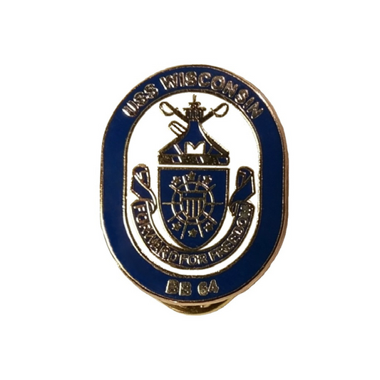 USS WI Crest Pin