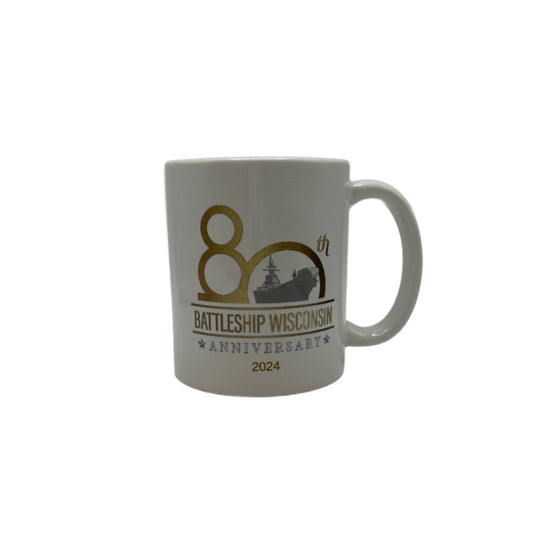 80th Anniversary Battleship Wisconsin white coffee mug