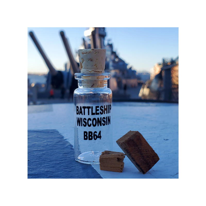 Battleship Wisconsin Teak Wood Bottle